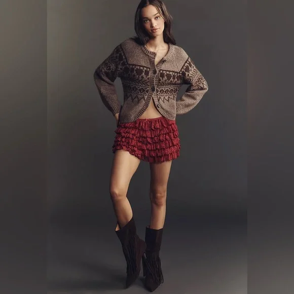 NWTS LACE RUFFLE SHORTS (M) - Picture 3 of 6